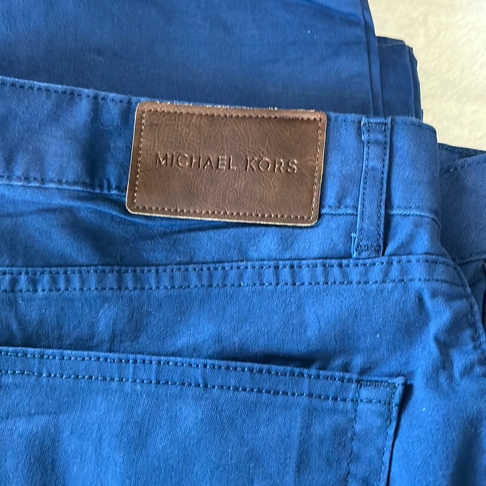 Michael Kors Mens Parker Slim Fit Stretch Casual Pants in cape blue size 32